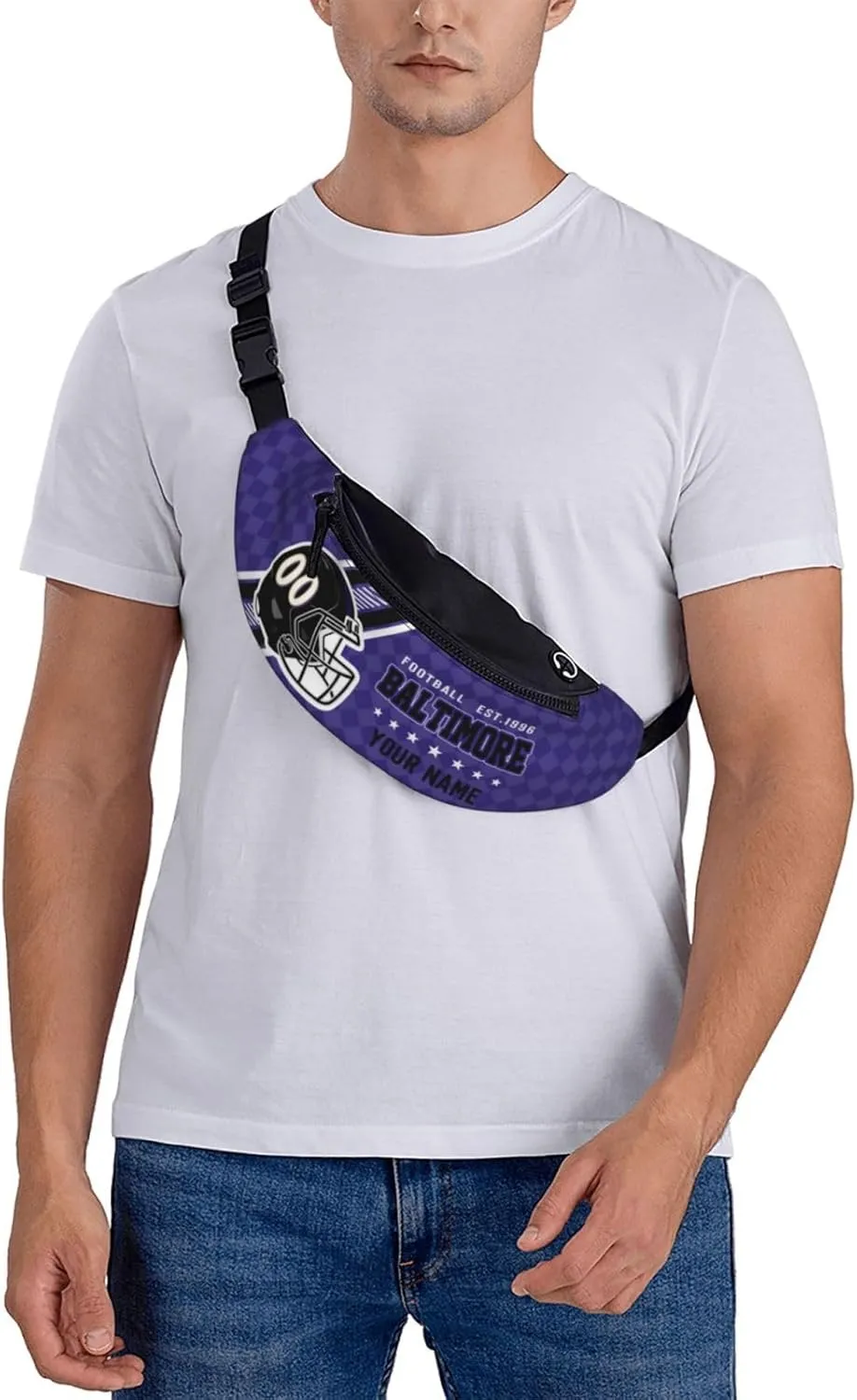 Baltimore Waist Bag Adjustable Football Belt Bag Personalized Custom Fanny Pack Sports Hiking Running Belt Waist Pack for Women Men Fans Gifts