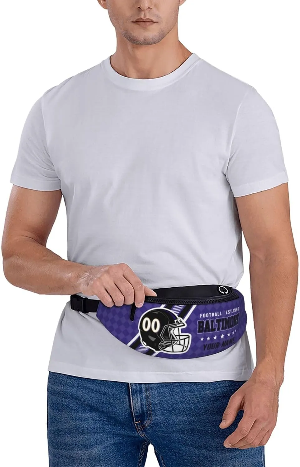 Baltimore Waist Bag Adjustable Football Belt Bag Personalized Custom Fanny Pack Sports Hiking Running Belt Waist Pack for Women Men Fans Gifts