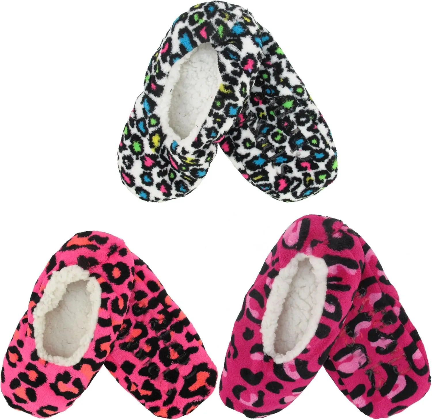 BambooMN Adult Women's Footies Slippers Non-Slip Lined Home Travel Socks - Varies Style and Colors - Value Pack