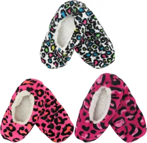 BambooMN Adult Women's Footies Slippers Non-Slip Lined Home Travel Socks - Varies Style and Colors - Value Pack