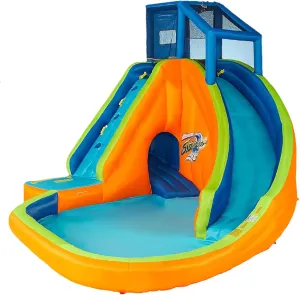 Banzai Sidewinder Falls Water Slide, Heavy Duty Inflatable Backyard Water Park w/Waterslide, Splash Pool & Sprinklers, for Kids Ages 5-12, Multicolor