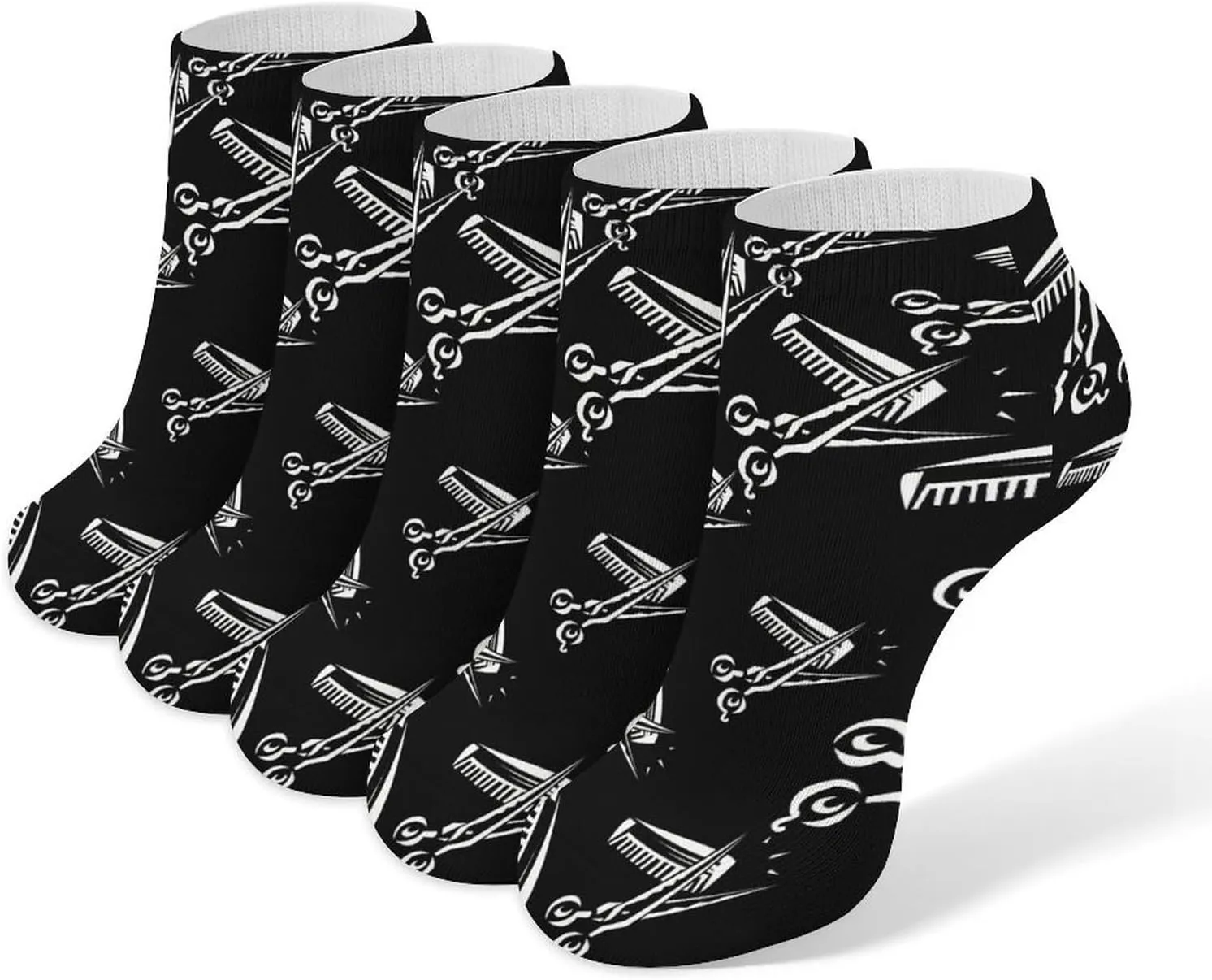 Barber Stuff Ankle No Show Socks Soft Loafer Socks Low Cut Non Slip Flat Sock 5 PC