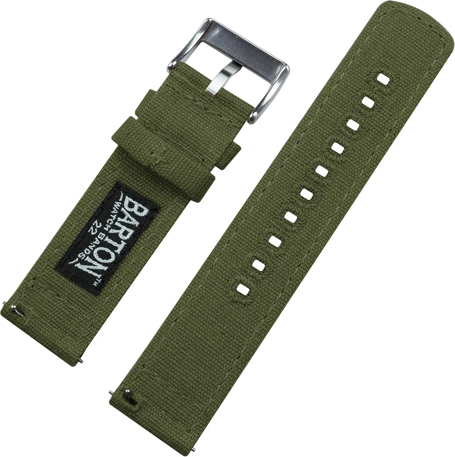 BARTON Canvas Quick Release Watch Band Straps - Choose Color & Width - 18mm, 19mm, 20mm, 21mm, 22mm, 23mm, or 24mm