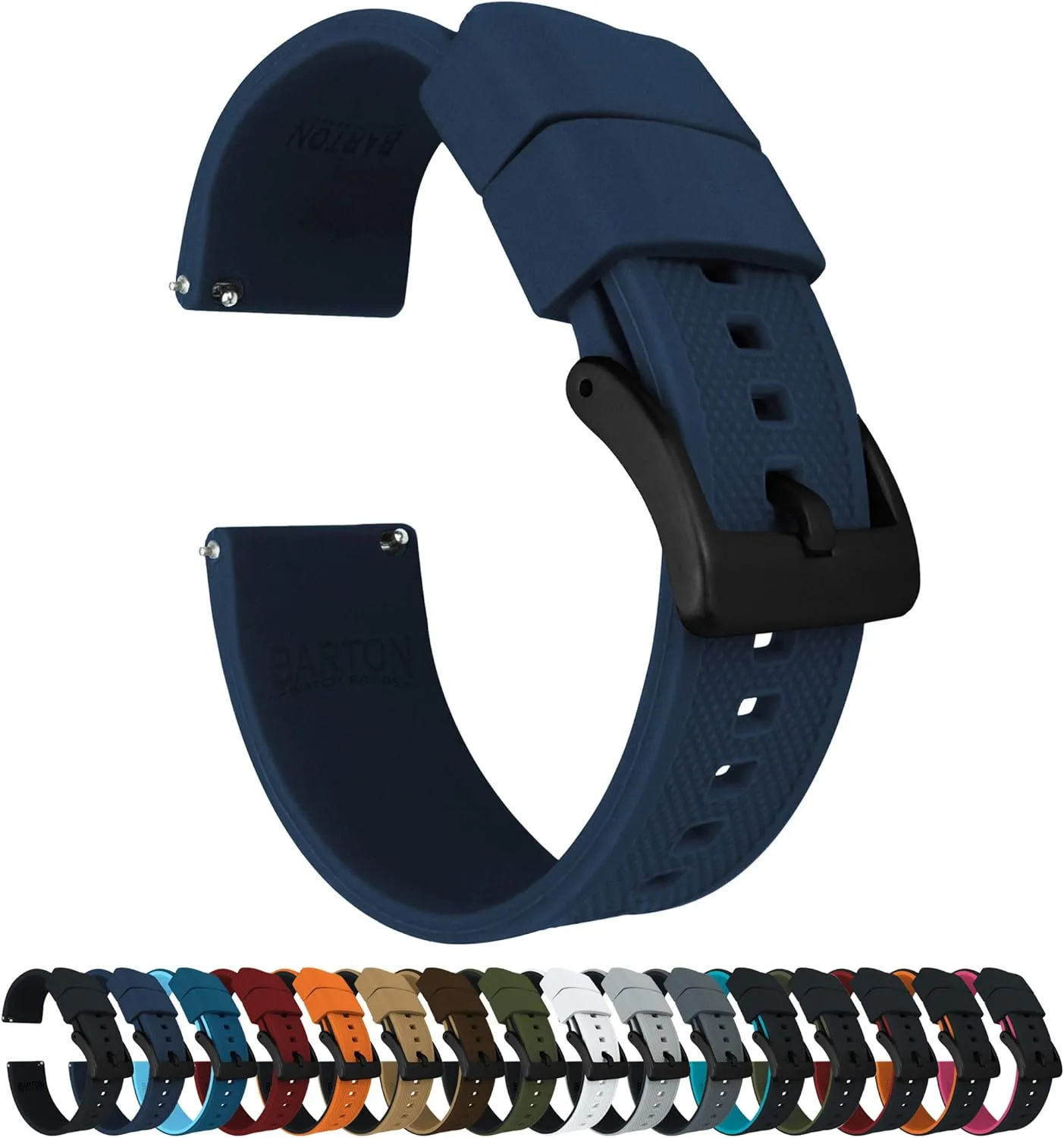 BARTON Elite Silicone Watch Bands - Quick Release - Choose Strap Color & Buckle Color (Stainless Steel, Black PVD or Gunmetal Grey) - 18mm, 20mm, 22mm & 24mm Watch Straps