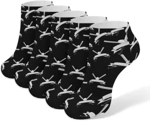 Baseball Logo Ankle No Show Socks Soft Loafer Socks Low Cut Non Slip Flat Sock 5 PC