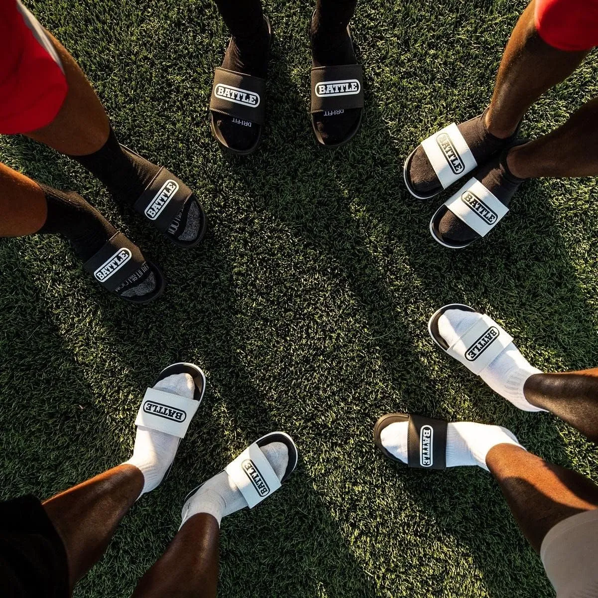 Battle Sport Unisex Slide Sandals - Comfort Football Slides with Ultra-Soft Soles, Fully Padded Arch and Quick-Dry Lining - Available in Adult Men Sizes