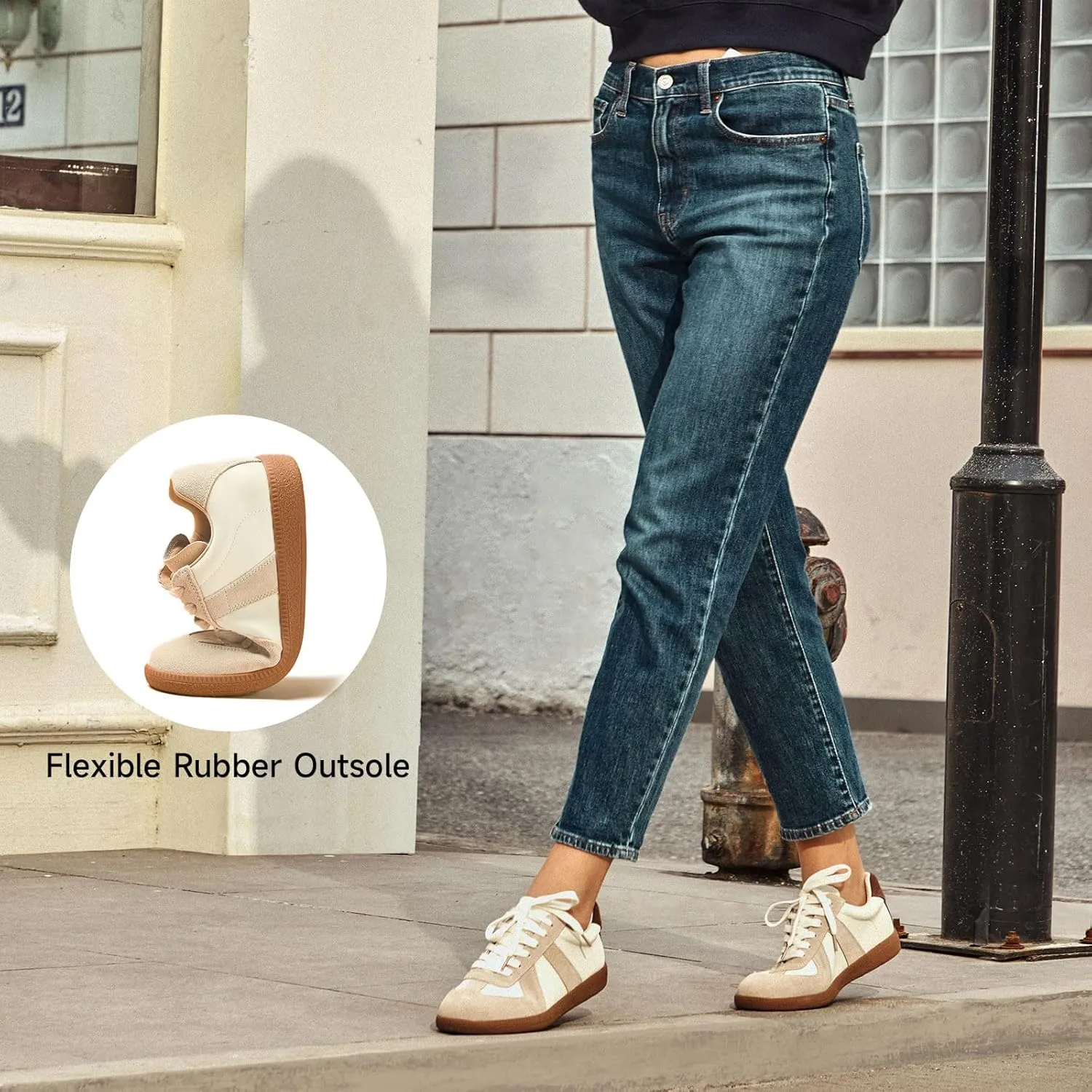 BEAU TODAY Fashion Sneakers Women,Leather Casual Lace Up Retro OG Sneakers,Comfortable Tennis Runnig Trainer Shoes