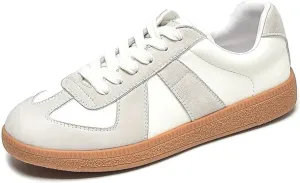 BEAU TODAY Fashion Sneakers Women,Leather Casual Lace Up Retro OG Sneakers,Comfortable Tennis Runnig Trainer Shoes