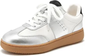 BEAU TODAY Fashion Sneakers Women,Leather Casual Lace Up Retro OG Sneakers,Comfortable Tennis Runnig Trainer Shoes
