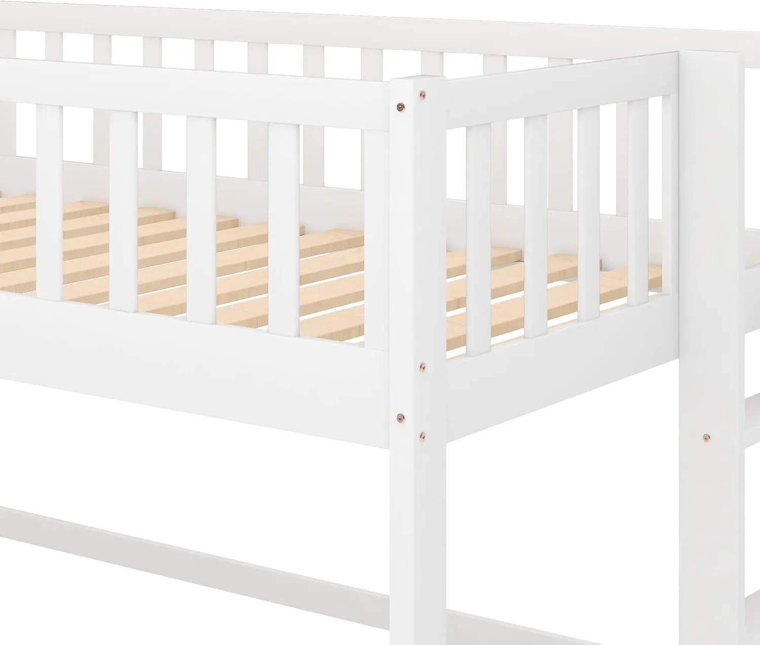 Bellemave Twin Size Loft Bed with Ladder & Slide, Toddler Loftbeds with Safety Rails,Wood Twin Low Loft Bed with Storage Space for Kids Toddler (White)