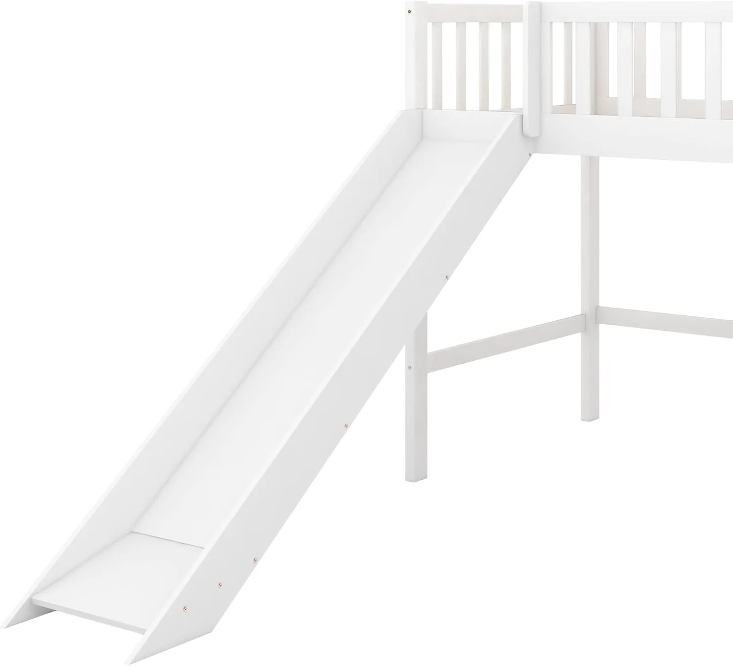 Bellemave Twin Size Loft Bed with Ladder & Slide, Toddler Loftbeds with Safety Rails,Wood Twin Low Loft Bed with Storage Space for Kids Toddler (White)