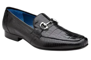 Belvedere Udine 1030 Black Genuine Caiman Crocodile/Lizard Loafers