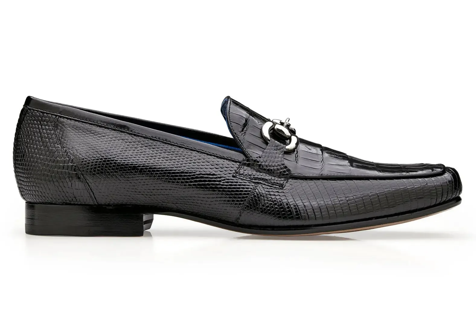 Belvedere Udine 1030 Black Genuine Caiman Crocodile/Lizard Loafers