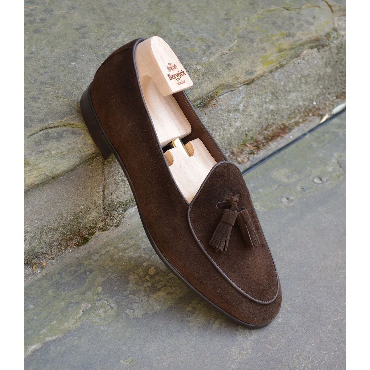 Berwick 1707 Tassel Belgian Loafer (4951) Dark Brown Suede