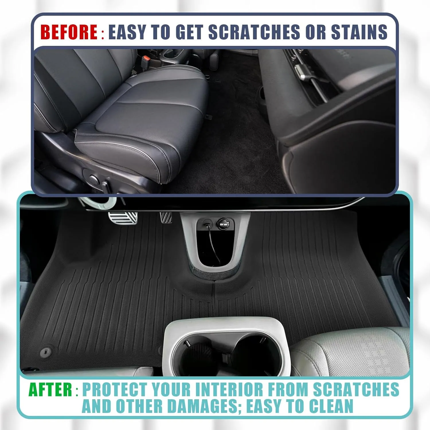 BestEvMod for Ioniq5 All Weather Floor Mats XPE Anti-High Temperatuer Odor Free Liner Floor Mats 1st&2nd Row Compatible with Hyundai Ioniq 5 SE & SEL 2022-2024 Accessories (Non Slide Console Version)