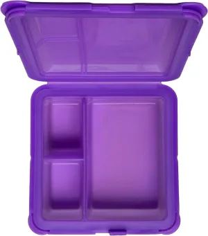 Big Bee, Little Bee - SoftShell Luncher Reusable Silicone Food Storage Container with Connected Clamshell Lid, Bento Style, Easy to Clean, Snaps Closed, Microwave, Freezer & Dishwasher Safe (Grape)