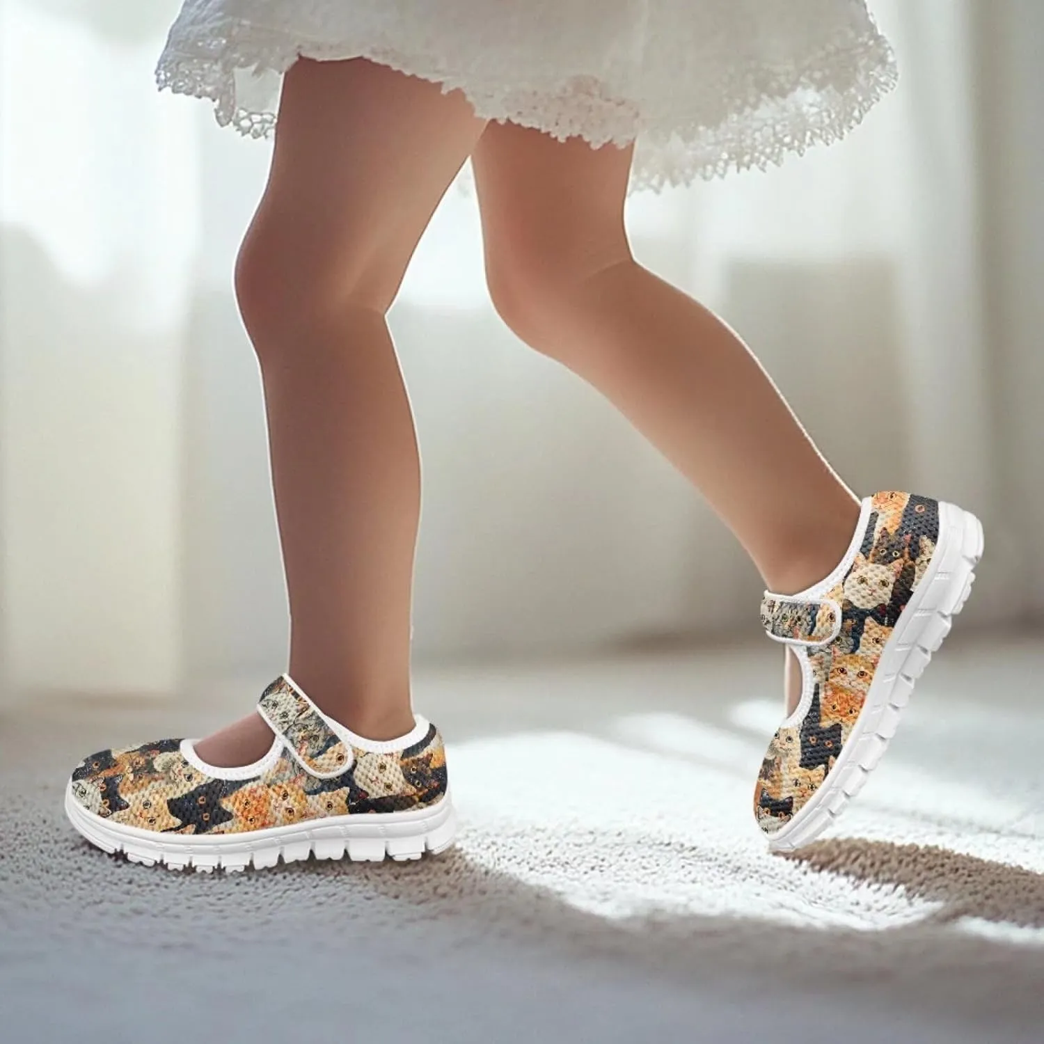 BIGCARJOB Little Girls Mary Janes Shoes Flats Running Shoes Slip-on Athletic Gym Shoes