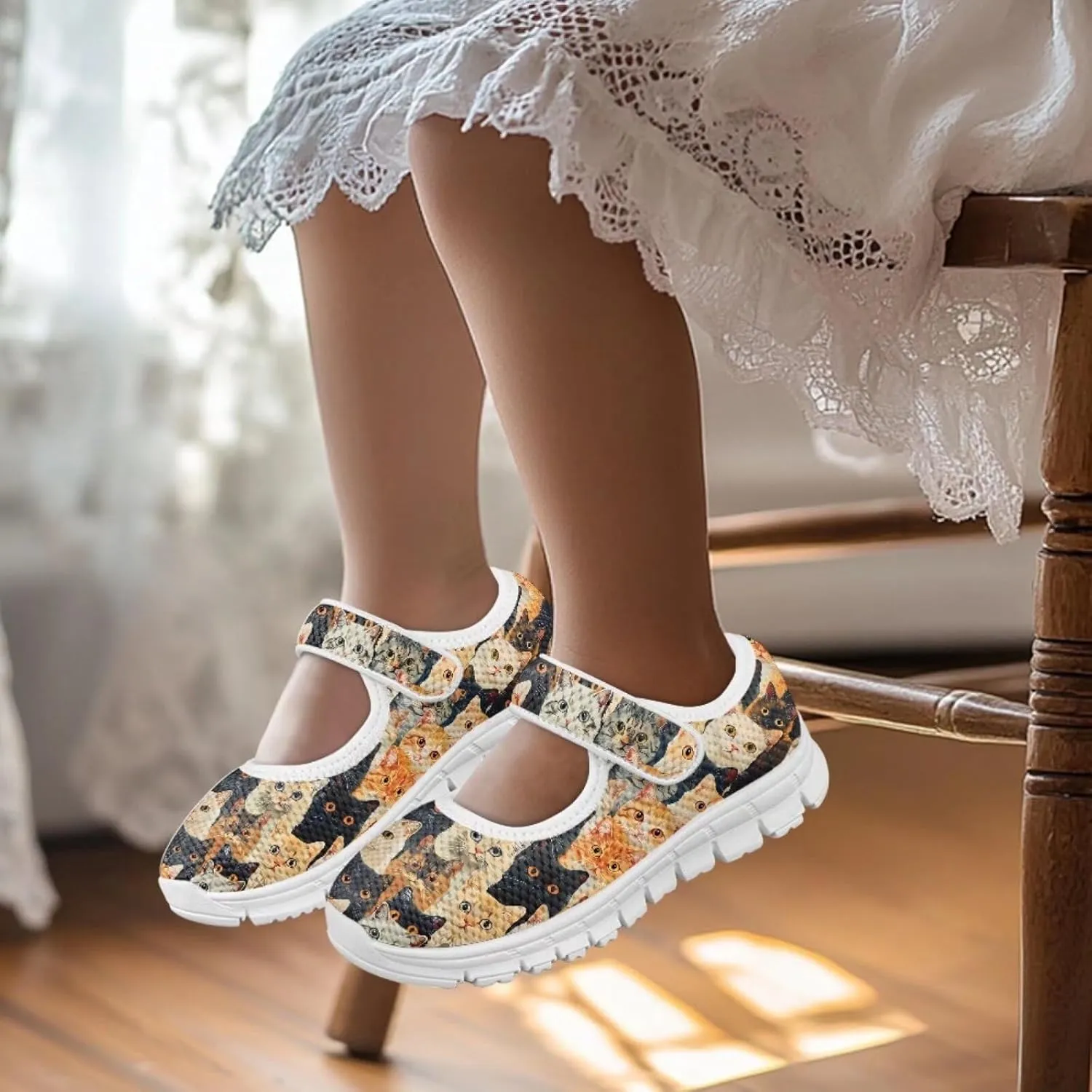 BIGCARJOB Little Girls Mary Janes Shoes Flats Running Shoes Slip-on Athletic Gym Shoes