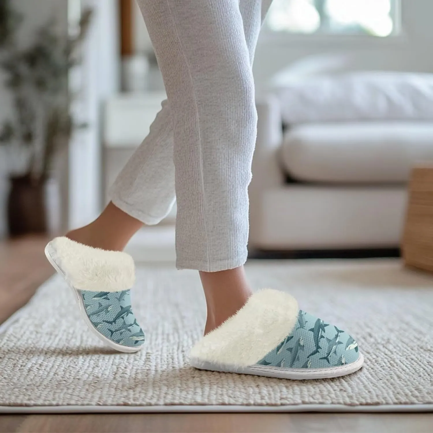 Binienty Women Fuzzy Slippers Slip On Slippers for Men Ladies Casual Winter Shoes Indoor