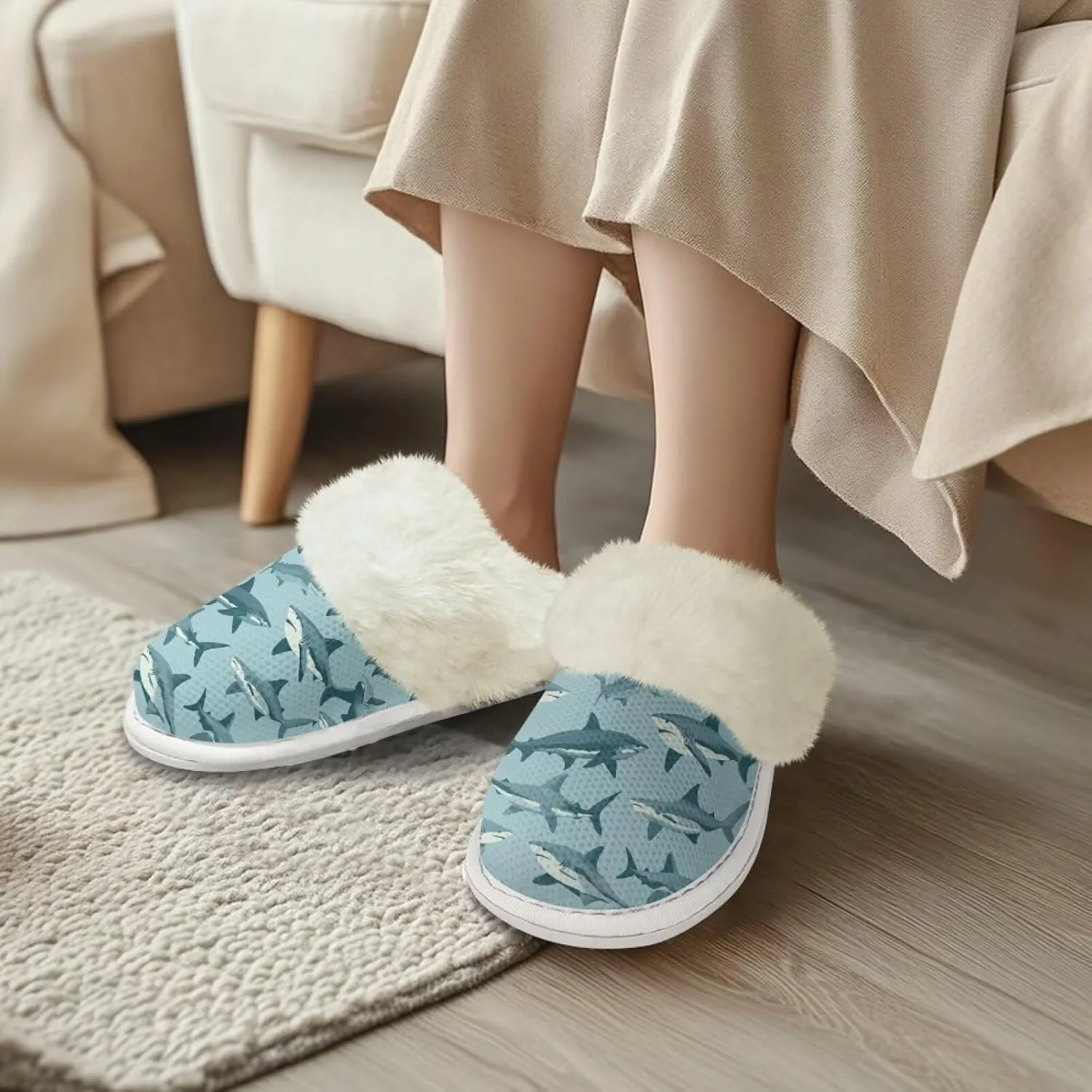 Binienty Women Fuzzy Slippers Slip On Slippers for Men Ladies Casual Winter Shoes Indoor