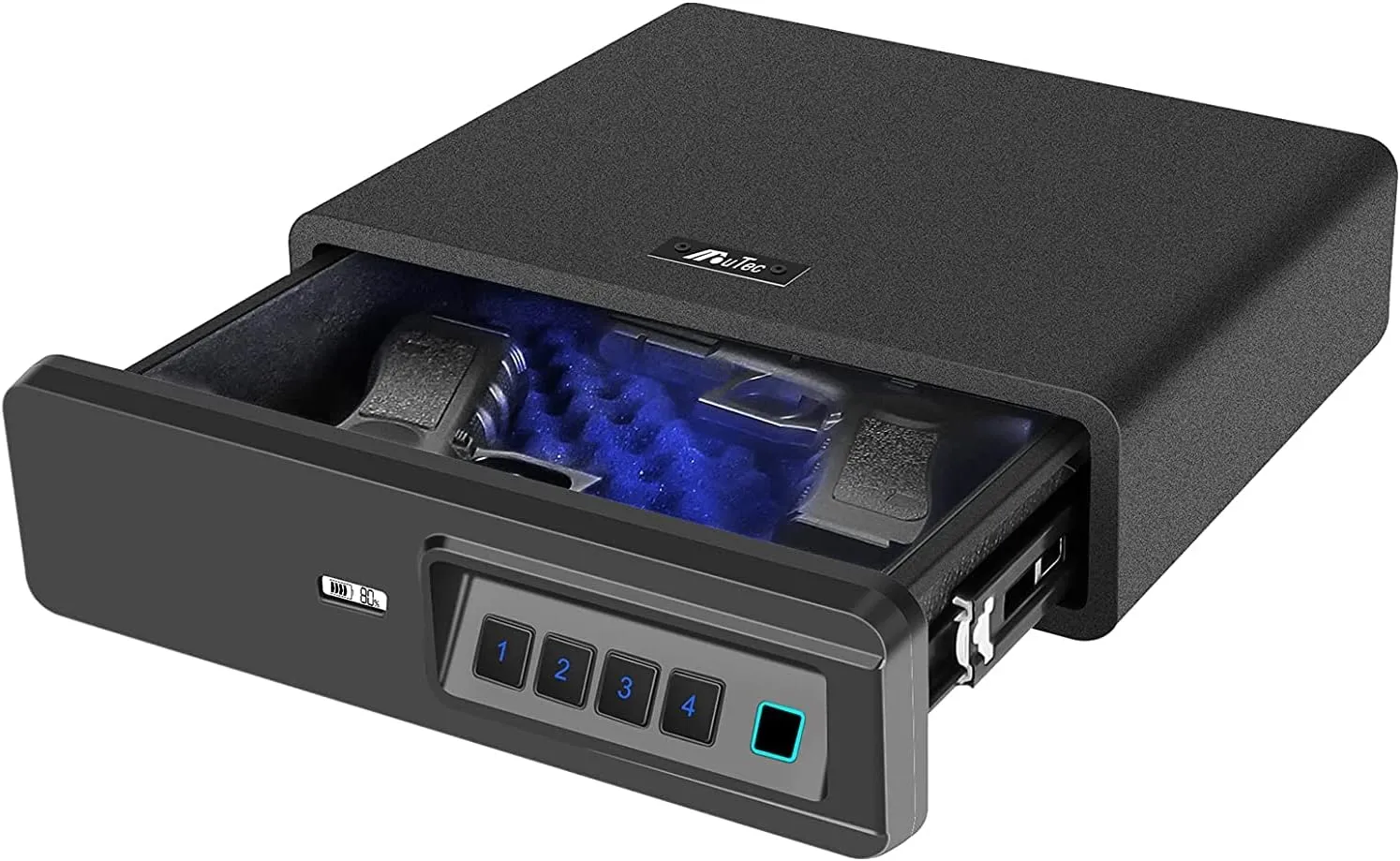 Biometric Fingerprint safe, Slide-Away Handgun Safe for Two Pistols Storage Drawer for Home and Vehicle (Biometric Fringerprint Safe)