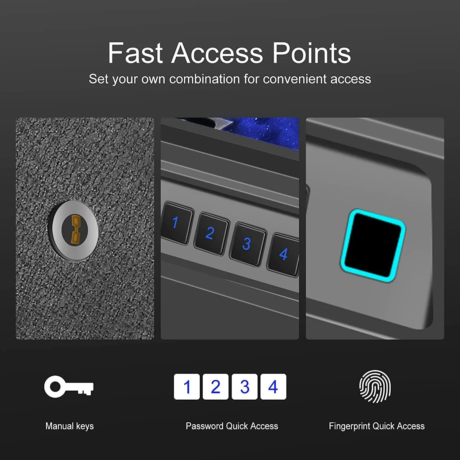 Biometric Fingerprint safe, Slide-Away Handgun Safe for Two Pistols Storage Drawer for Home and Vehicle (Biometric Fringerprint Safe)