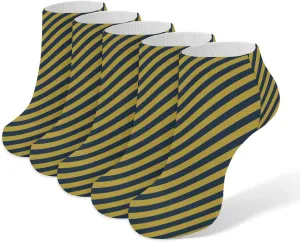 Blue And Yellow Stripes Ankle No Show Socks Soft Loafer Socks Low Cut Non Slip Flat Sock 5 PC