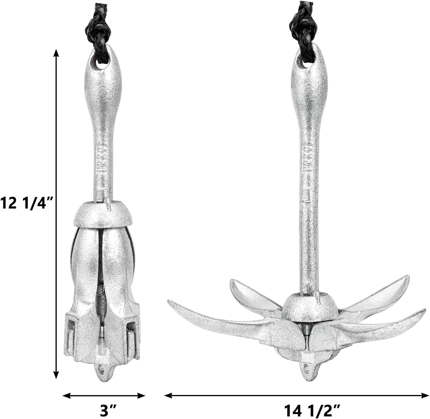 Boat Anchor 3.5 lb Folding Anchor, Grapnel Anchor Kit for Kayaks, Canoes, Paddle Boards