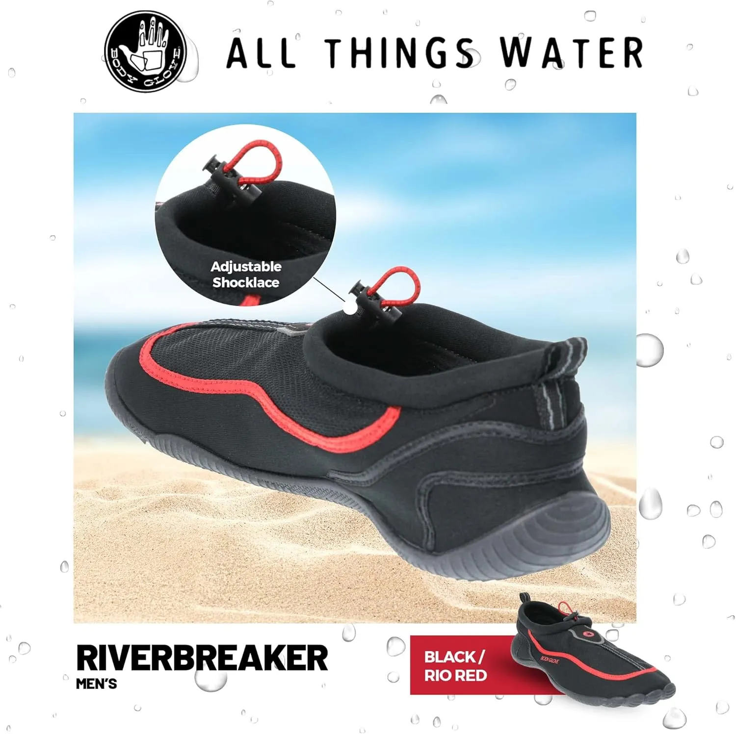 Body Glove Men's Riverbreaker Quick-Dry Water Socks - Beach & Swim Aqua Shoes
