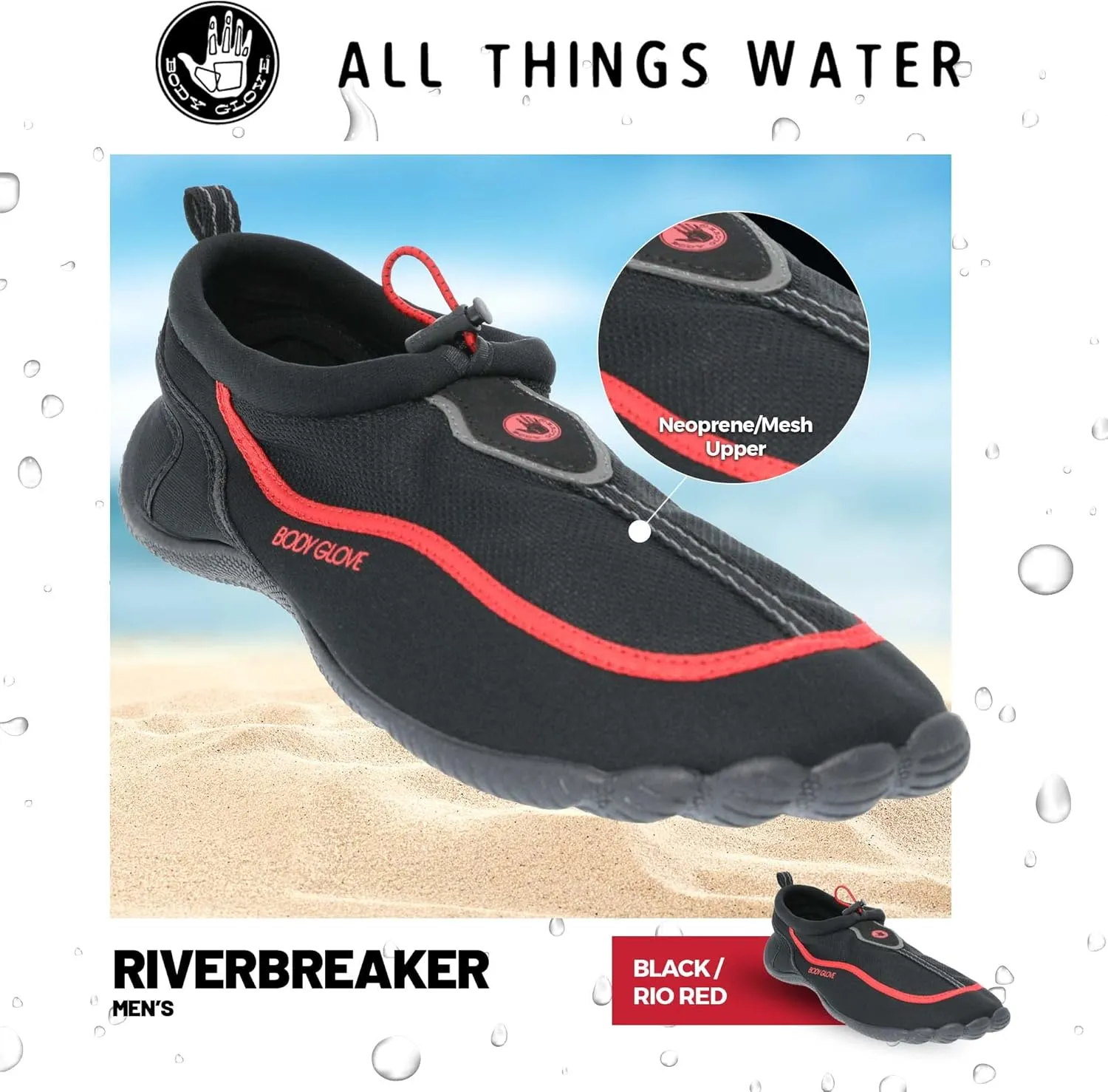 Body Glove Men's Riverbreaker Quick-Dry Water Socks - Beach & Swim Aqua Shoes