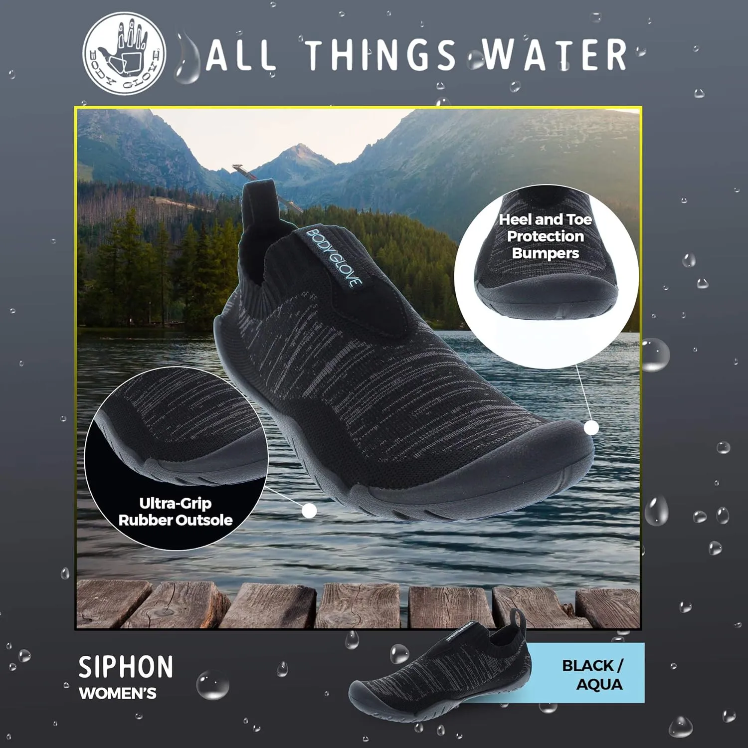 Body Glove Men's Siphon Water Shoe - Water Shoes for Men, Swim Shoes, Aqua Sock, Non Slip Shoes for Men, Minimalist Shoes, Neoprene Sock