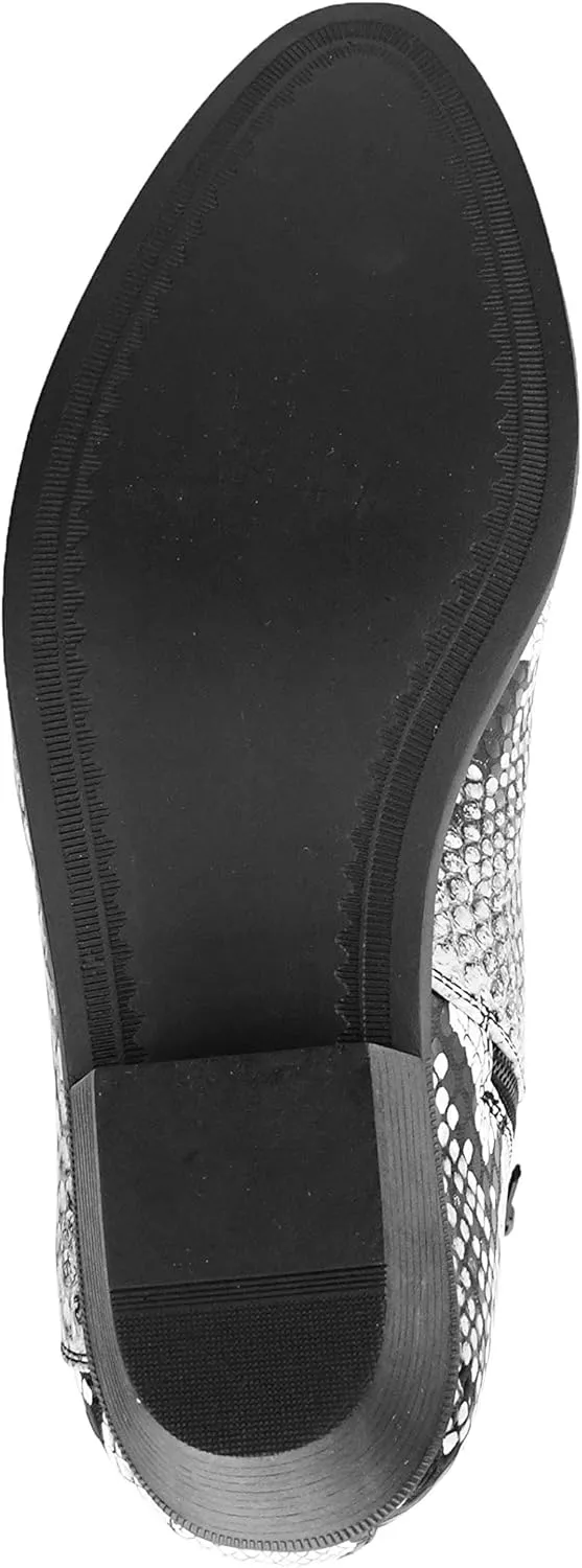 Bolano Adder Mens Dress Boots - Realistic Snake Print, Easy Zipper Slip On Ankle Boots