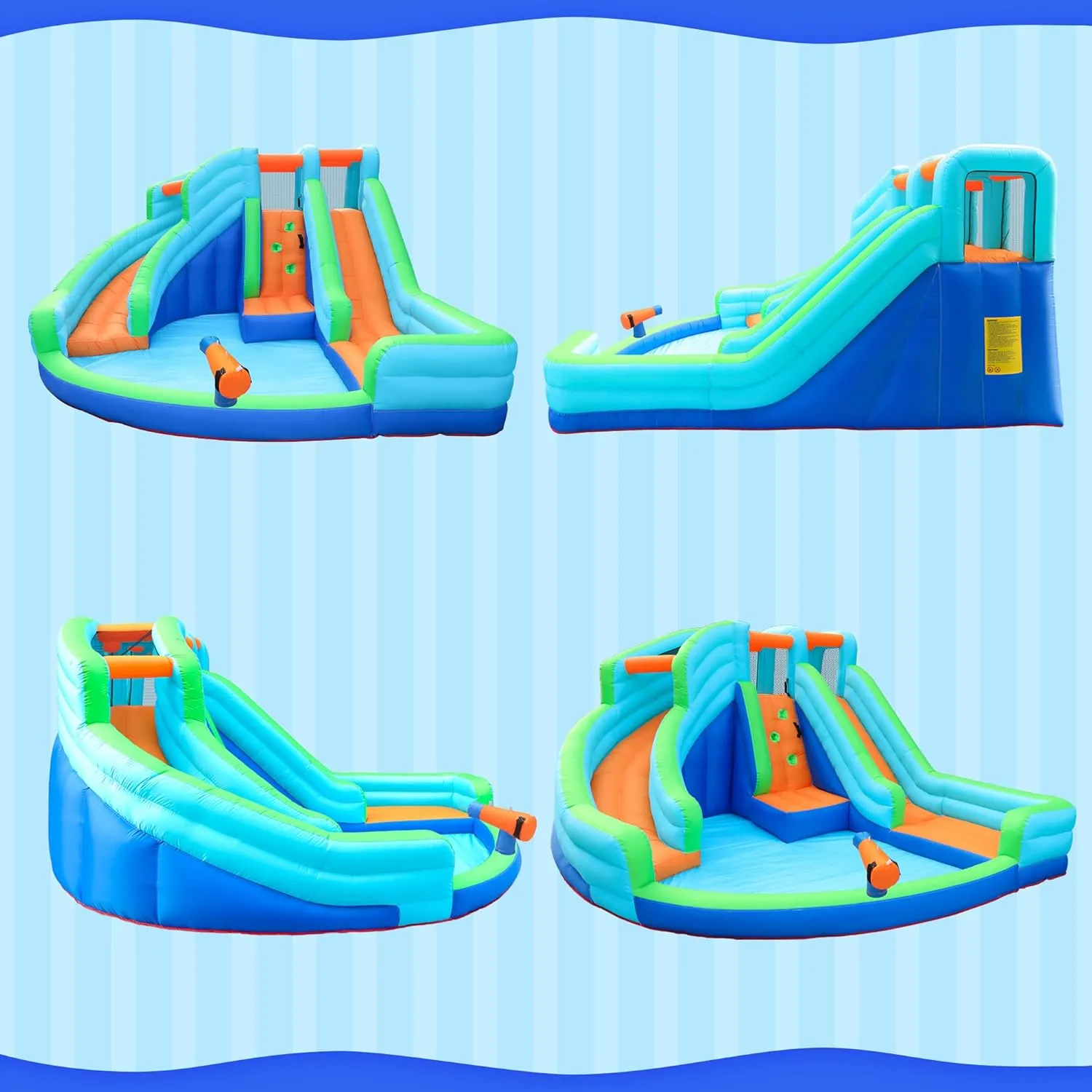 Bounce House Kids Inflatable Water Slide with Ball Pit 2 Waterslides Bouncy House Castle Water Park with Blower for Wet or Dry