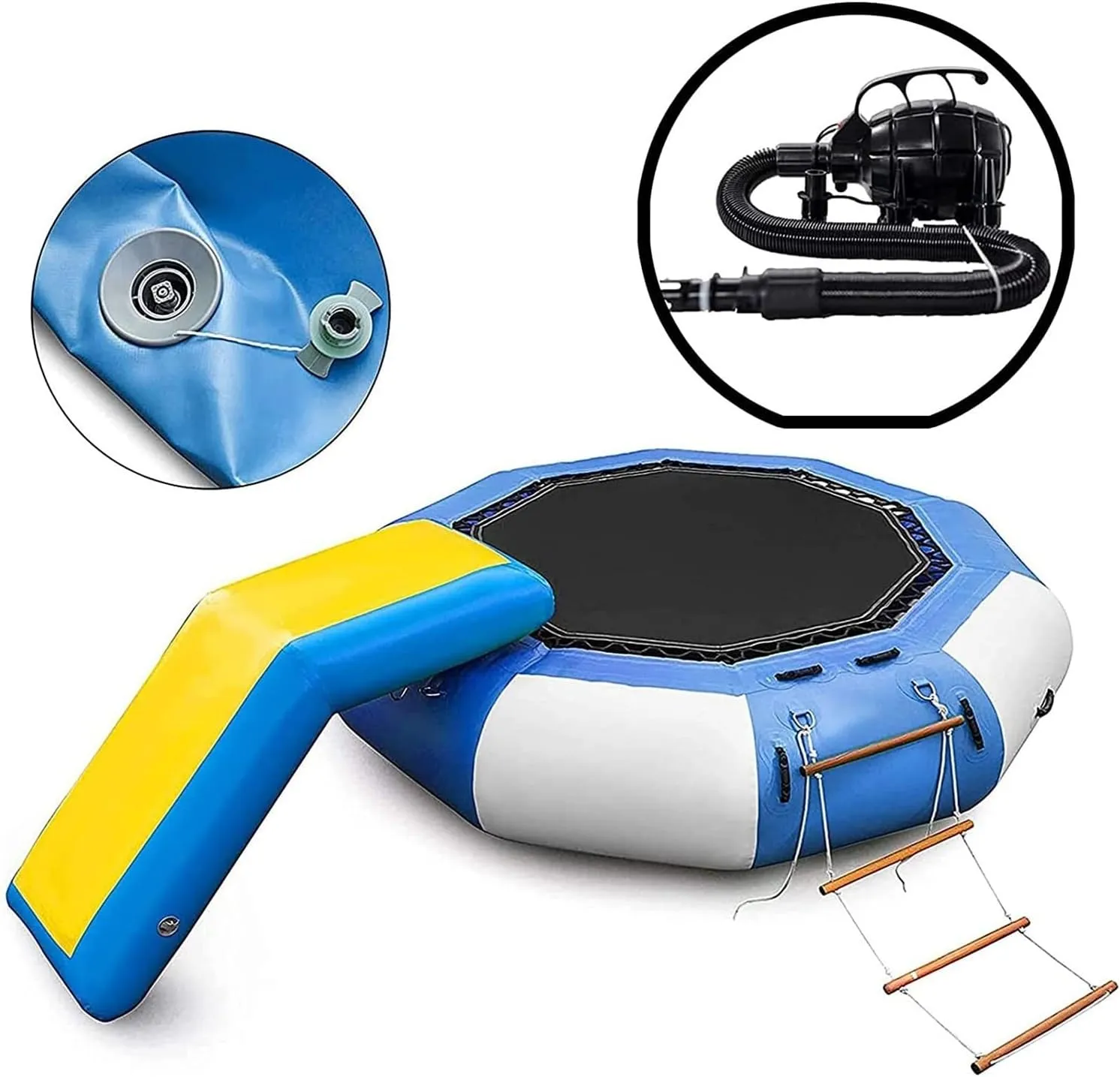 Bounce Swim Platform,Inflatable Water Trampoline, 5/7/10/13 Foot Water Sports Safety Platform, with Ladder and Slide, Water Sports Toys and Amusement Facilities(1.5m/5ft)