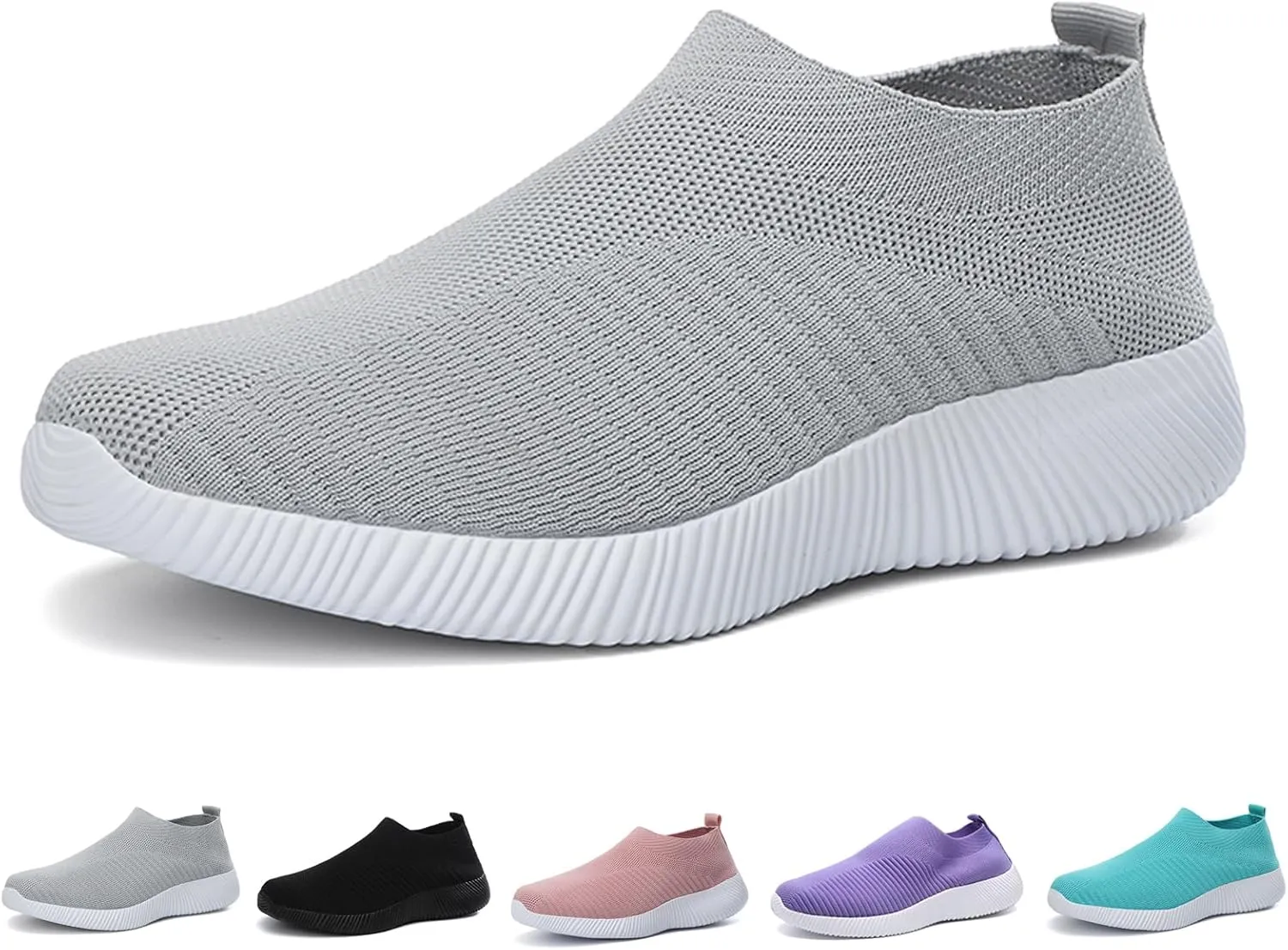 Boxpopla Women's Knit Slip-on Walking Shoes Lightweight Soft Comfortable Sports Sock Shoe Breathable Casual Running Sneakers