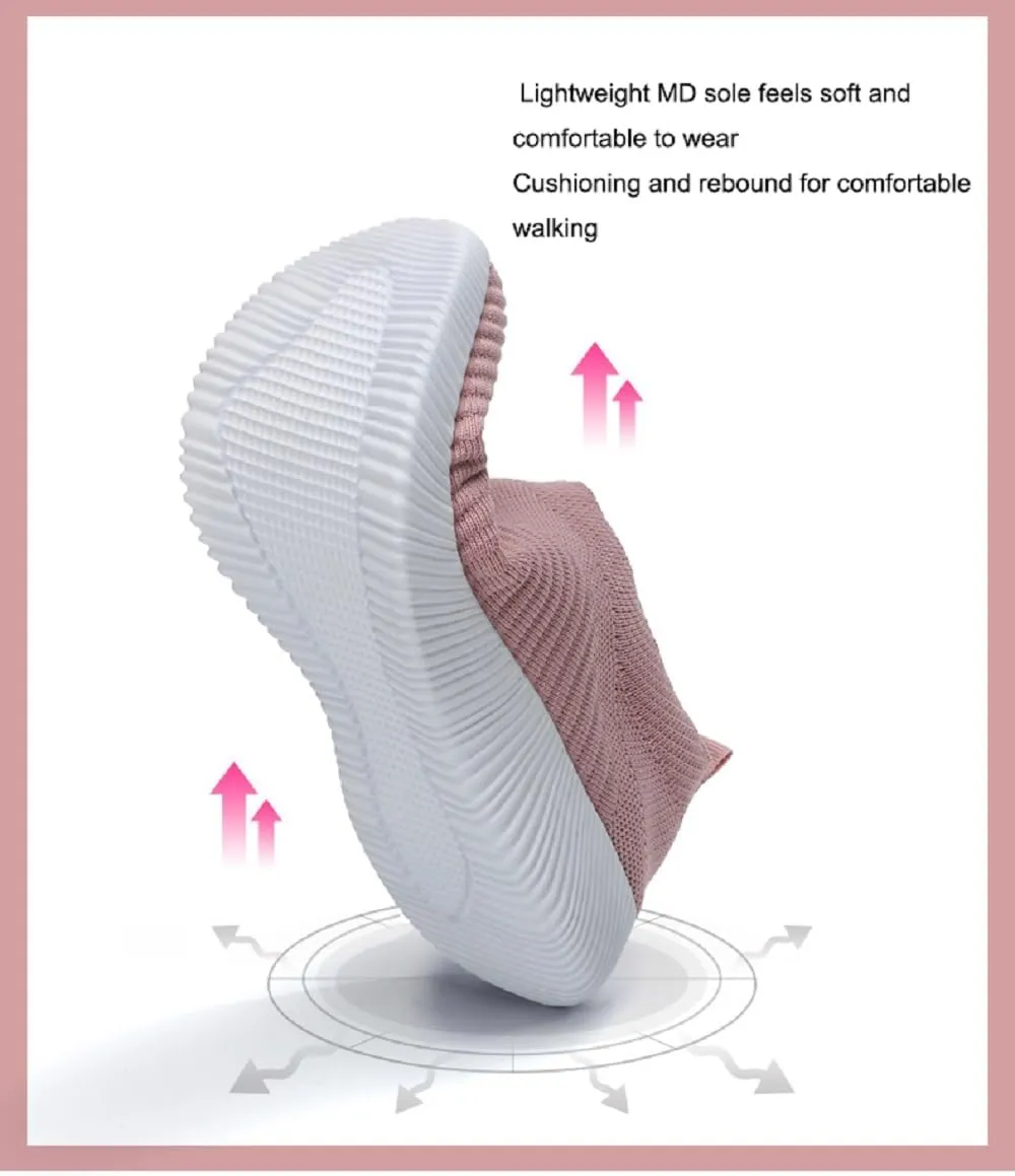 Boxpopla Women's Knit Slip-on Walking Shoes Lightweight Soft Comfortable Sports Sock Shoe Breathable Casual Running Sneakers