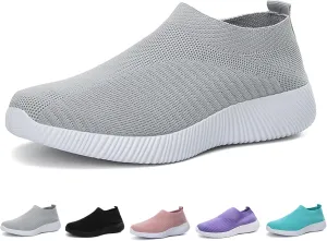 Boxpopla Women's Knit Slip-on Walking Shoes Lightweight Soft Comfortable Sports Sock Shoe Breathable Casual Running Sneakers