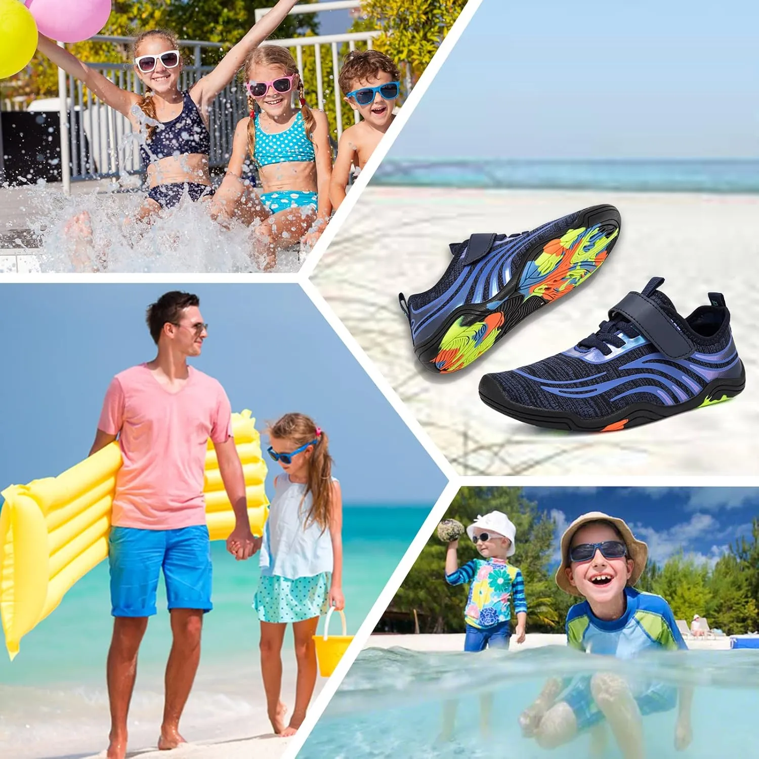 Boys & Girls Water Shoes Lightweight Comfort Sole Easy Walking Athletic Slip on Aqua Sock(Toddler/Little Kid/Big Kid)