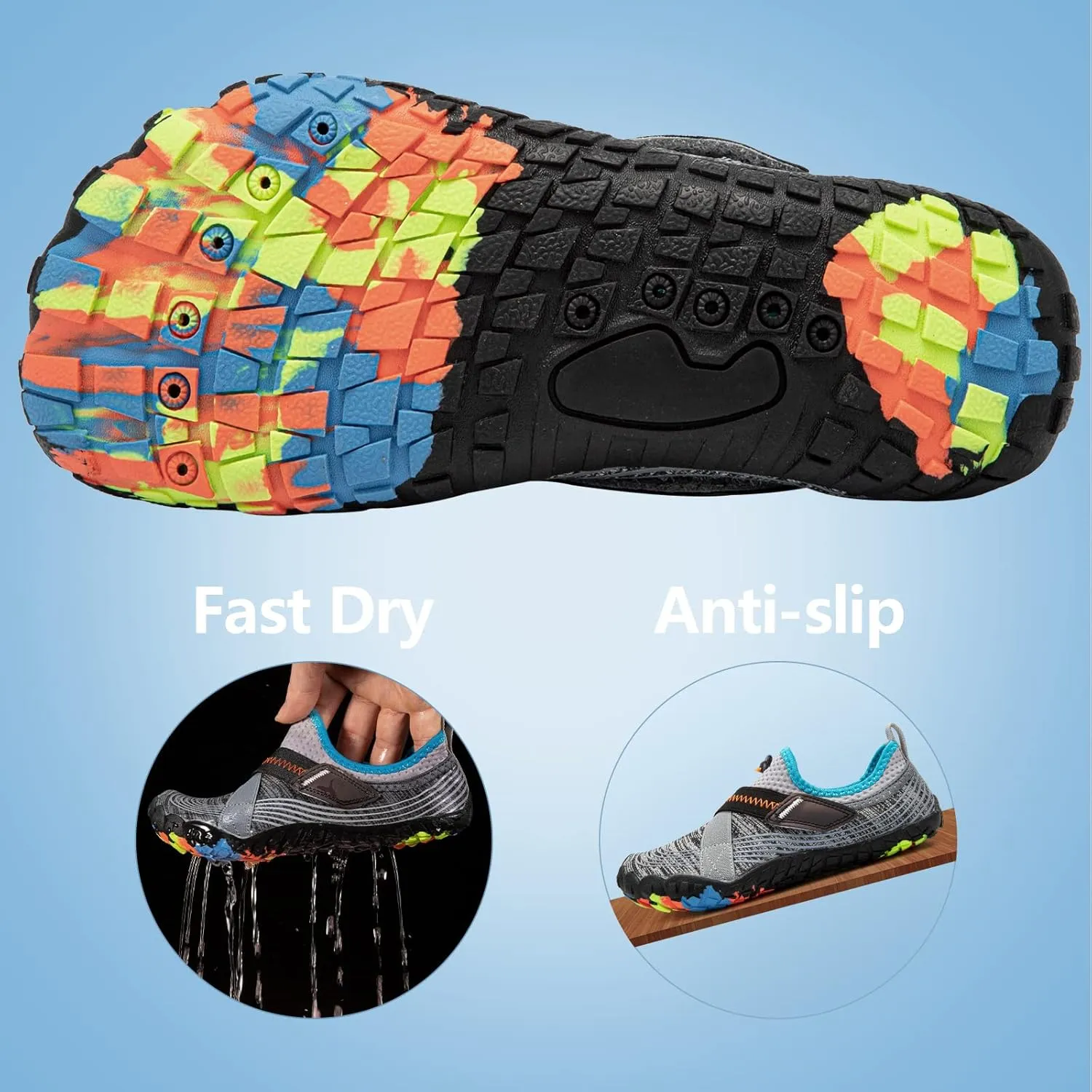Boys & Girls Water Shoes Lightweight Comfort Sole Easy Walking Athletic Slip on Aqua Sock(Toddler/Little Kid/Big Kid)