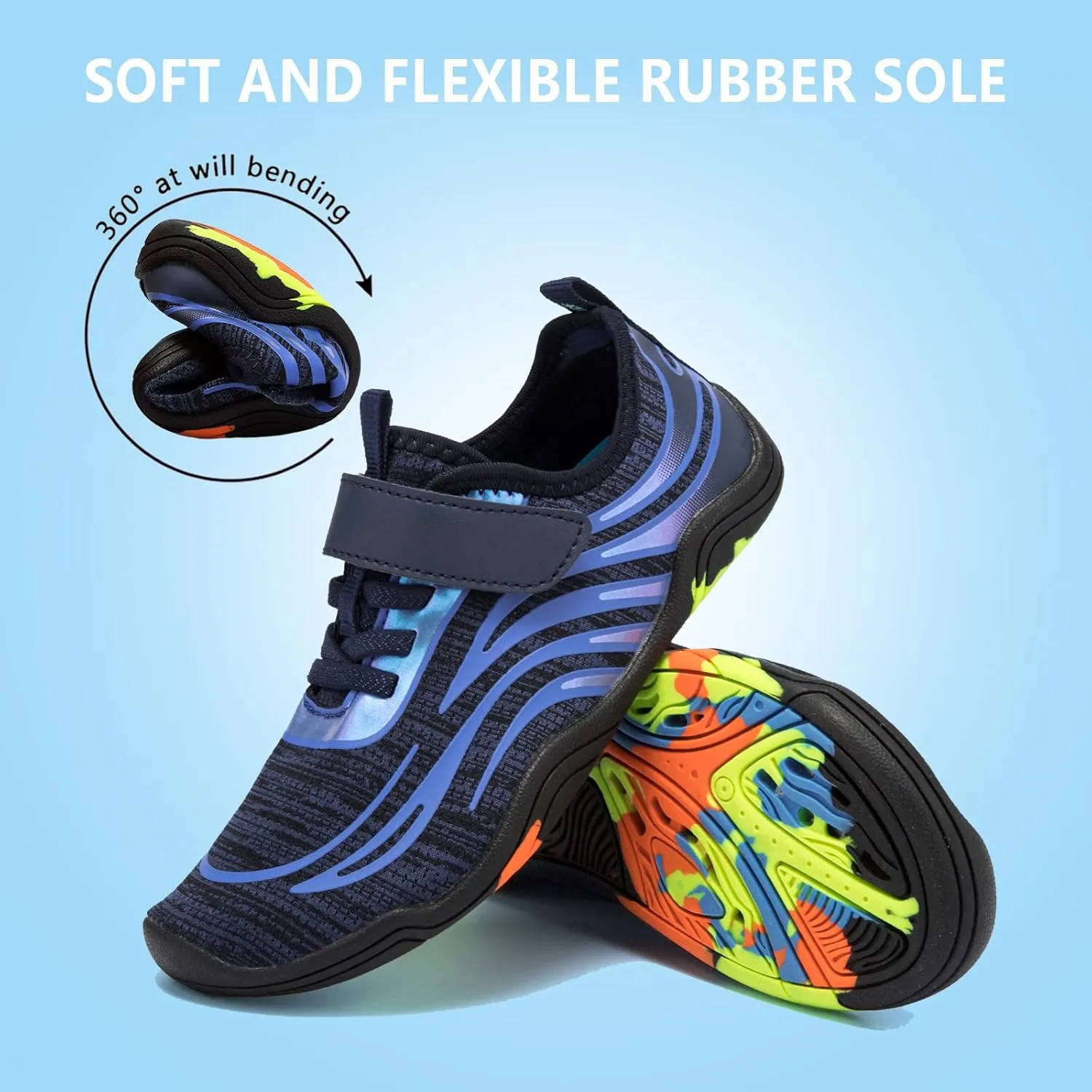 Boys & Girls Water Shoes Lightweight Comfort Sole Easy Walking Athletic Slip on Aqua Sock(Toddler/Little Kid/Big Kid)
