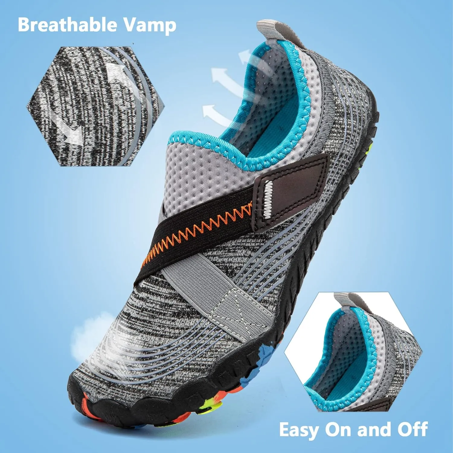 Boys & Girls Water Shoes Lightweight Comfort Sole Easy Walking Athletic Slip on Aqua Sock(Toddler/Little Kid/Big Kid)
