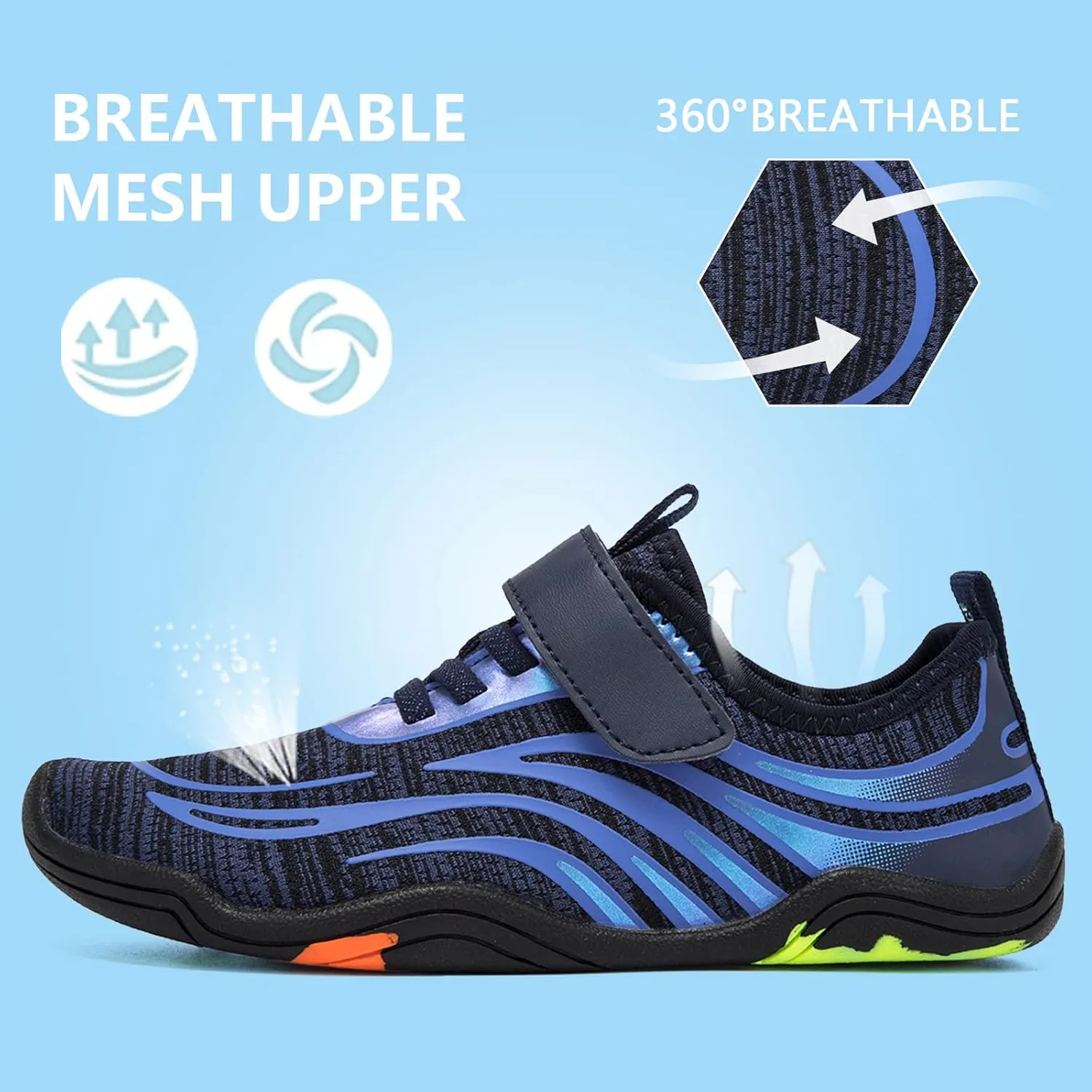 Boys & Girls Water Shoes Lightweight Comfort Sole Easy Walking Athletic Slip on Aqua Sock(Toddler/Little Kid/Big Kid)