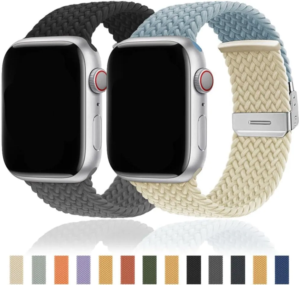 Braided Stretchy Solo Loop Strap for Watch Ultra Band 40mm 41mm 42mm 44mm 45mm 49mm Elastic Bracelet for iWatch 9 8 7 6 5 4 SE