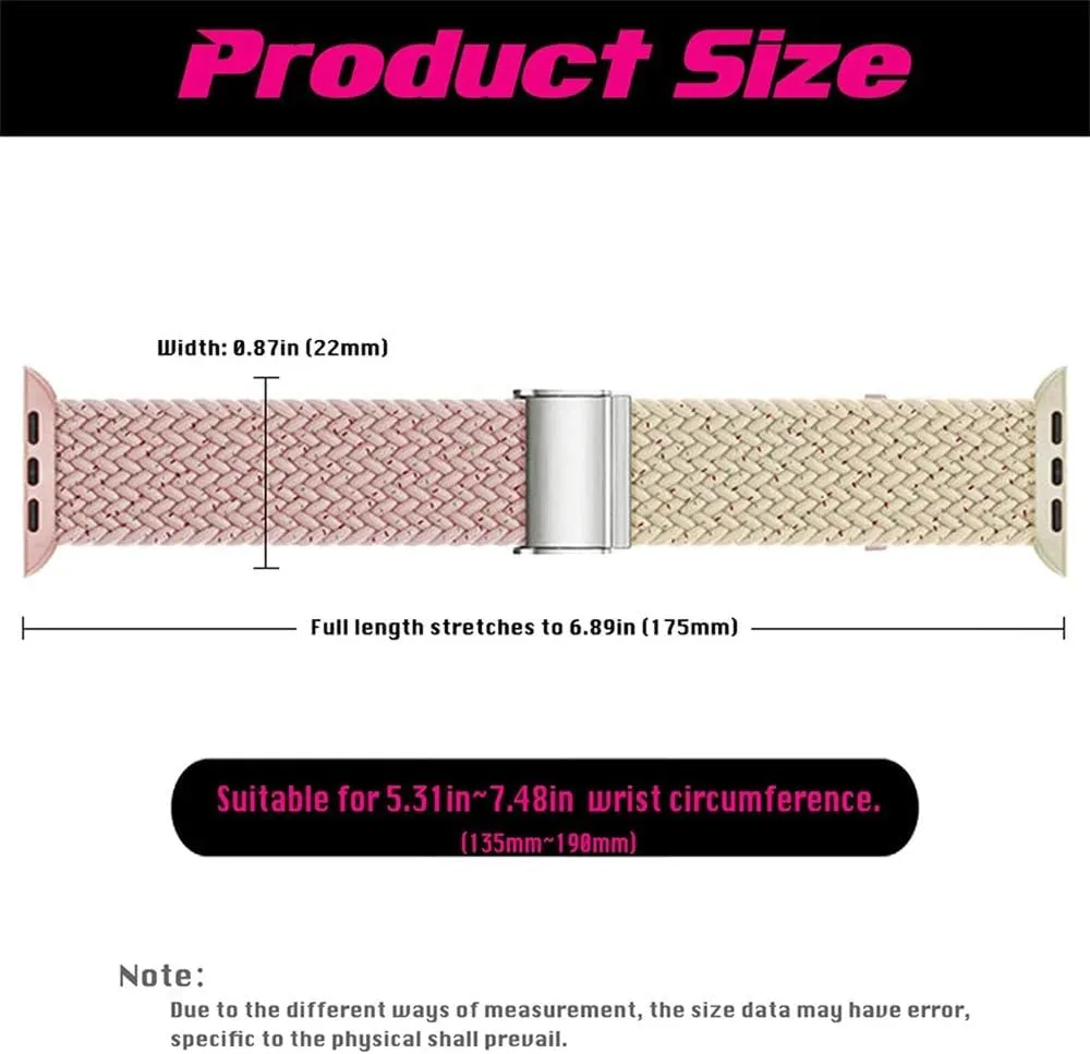 Braided Stretchy Solo Loop Strap for Watch Ultra Band 40mm 41mm 42mm 44mm 45mm 49mm Elastic Bracelet for iWatch 9 8 7 6 5 4 SE