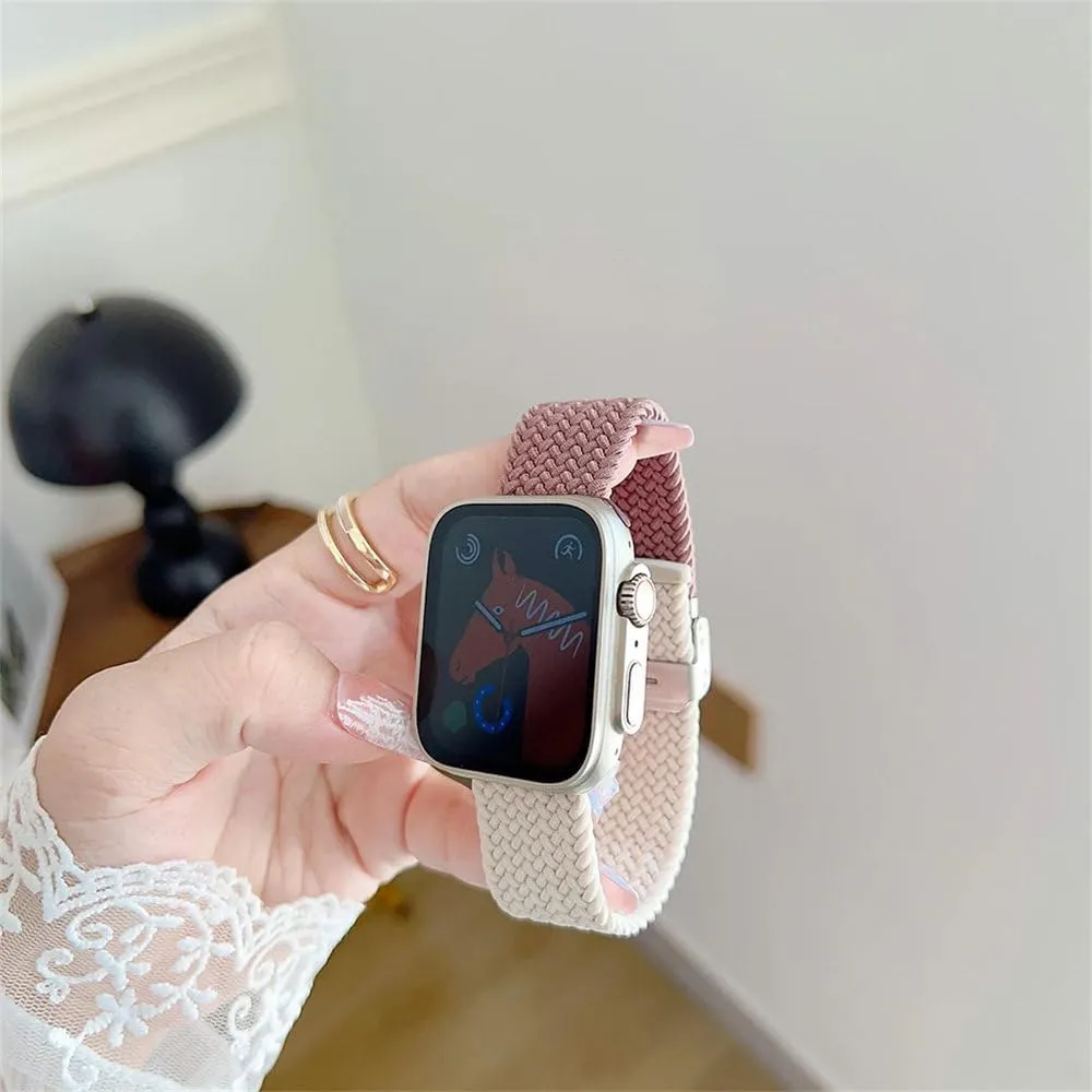 Braided Stretchy Solo Loop Strap for Watch Ultra Band 40mm 41mm 42mm 44mm 45mm 49mm Elastic Bracelet for iWatch 9 8 7 6 5 4 SE