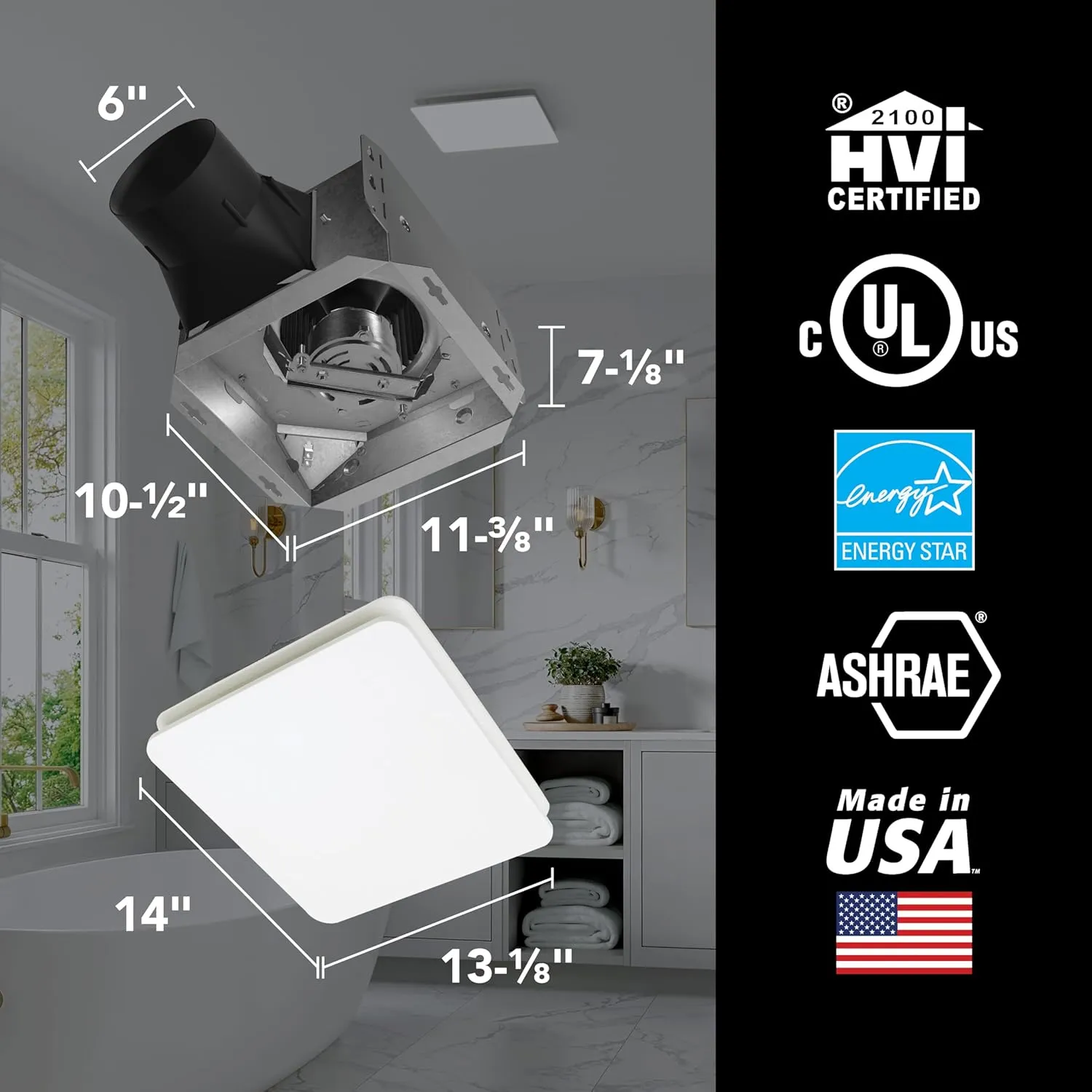 Broan-NuTone EVOLVE Premium Bathroom Exhaust Fan w/Continuous Run, 50-80-110 Selectable CFM