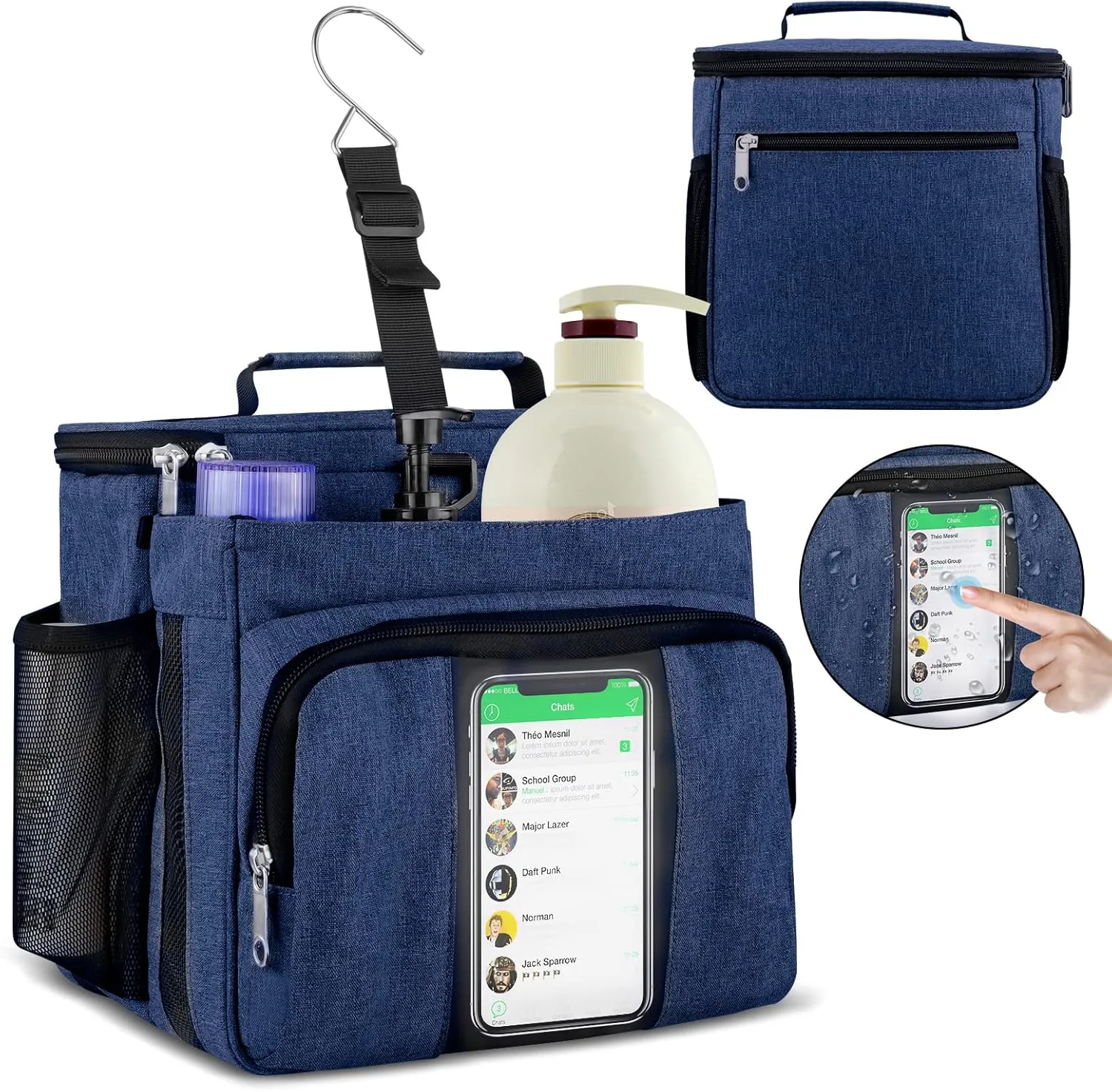 Bukere Portable Shower Caddy, Shower Caddy Tote Bag for College Dorm Travel, Hanging Toiletry Bath Bag for Student, Gym, Camp