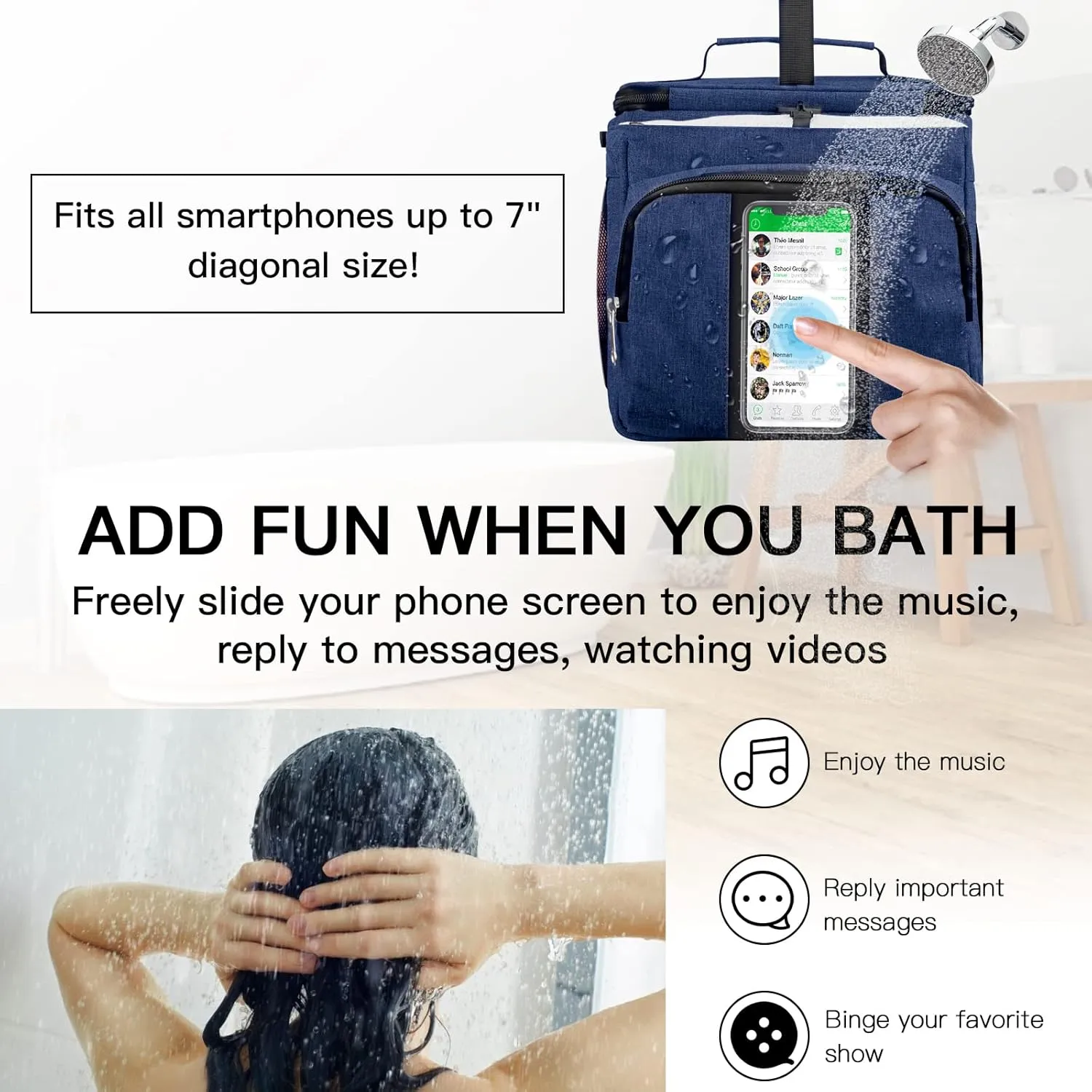 Bukere Portable Shower Caddy, Shower Caddy Tote Bag for College Dorm Travel, Hanging Toiletry Bath Bag for Student, Gym, Camp