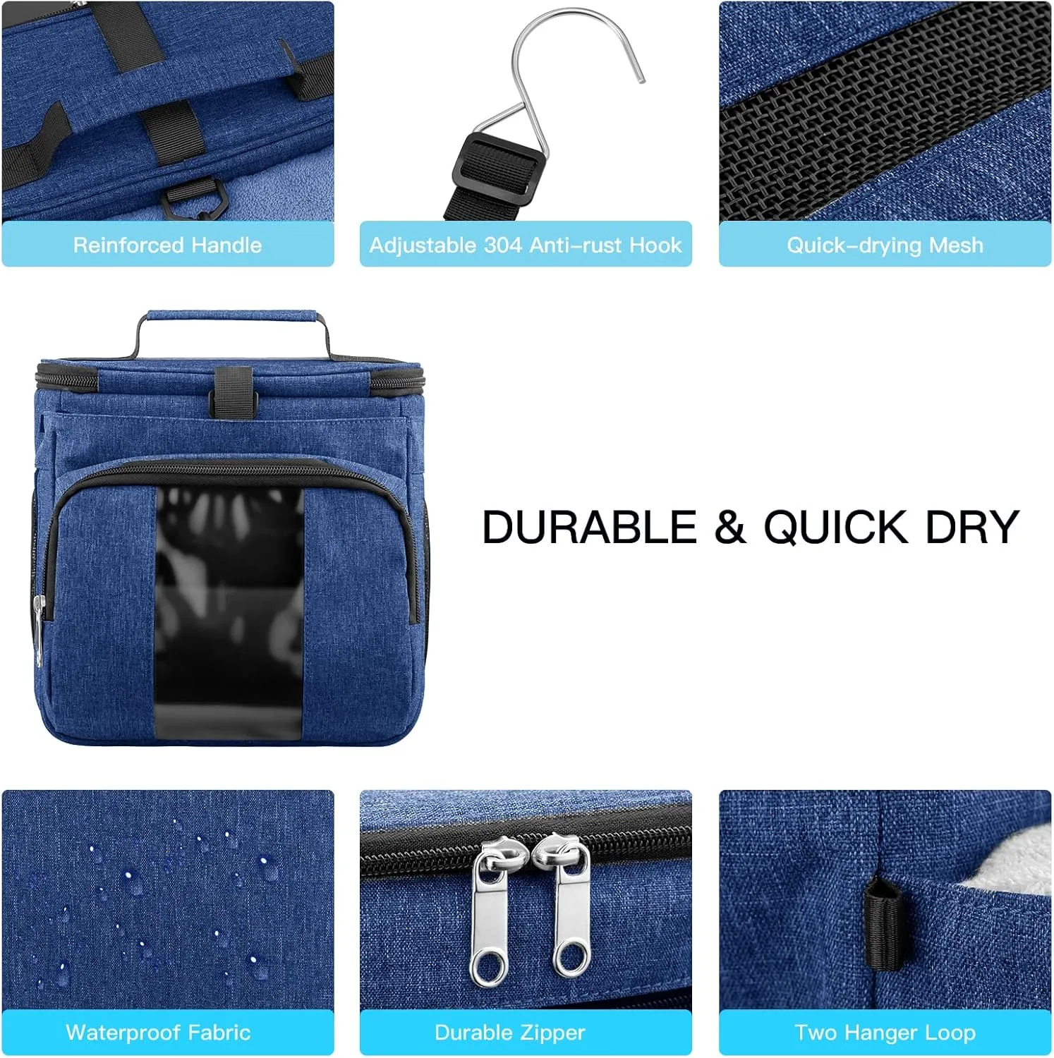 Bukere Portable Shower Caddy, Shower Caddy Tote Bag for College Dorm Travel, Hanging Toiletry Bath Bag for Student, Gym, Camp