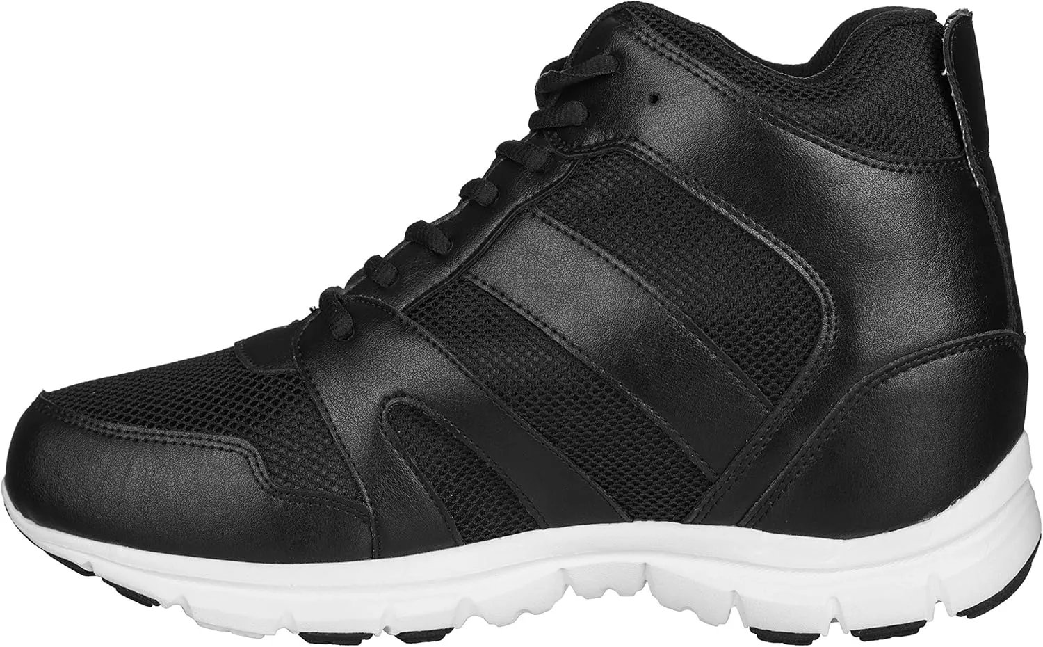CALTO Men's Invisible Height Increasing Elevator Shoes - Black Leather/Mesh Lace-up Sporty Trainers - 4 Inches Taller - G3330 - Size 11 D(M) US